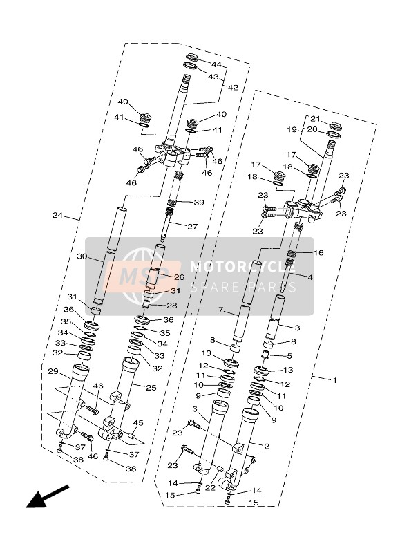 Yamaha MWS150A 2016 Forcella anteriore per un 2016 Yamaha MWS150A